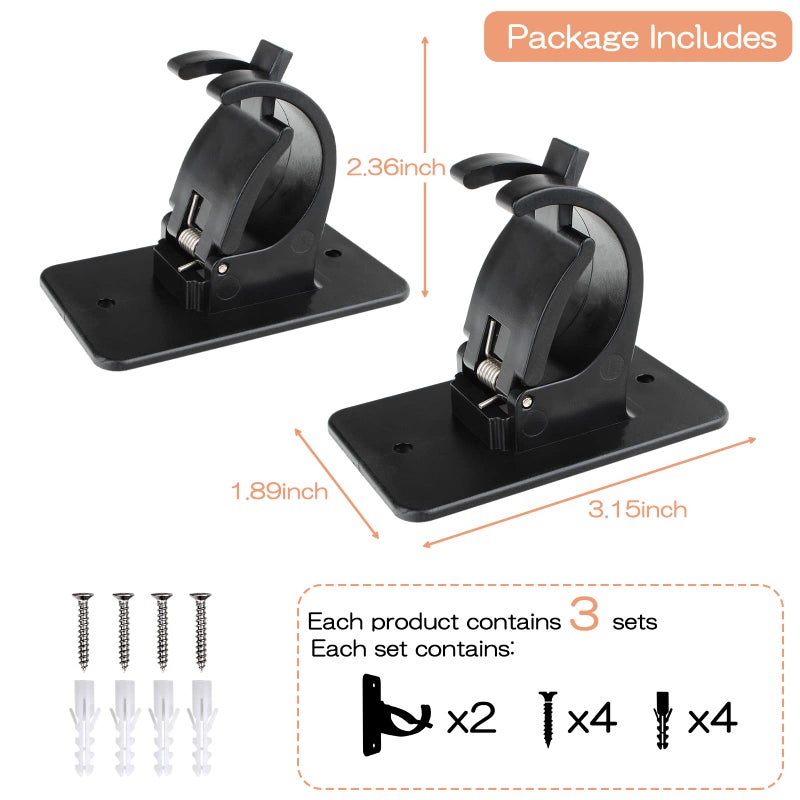 CIEMGNZOC 6 PCS Curtain Rod Bracket Holder  Universal Self Adhesive Wall Mount fits Support Curtain 0.6'' to 1.5'' Curtain Rod  Curtain Rod Hooks for Bathroom Kitchen(Curtain Rod Not Included)(Black) - Image 4